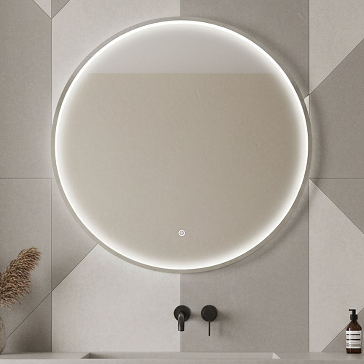 [BLQ743] Quixhill Contemporary Round Inset Framed LED Touch Sensor Mirror - Silo