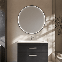 [BLQ751] Quixhill Contemporary Round Inset Framed LED Touch Sensor Mirror - Lifestyle 1