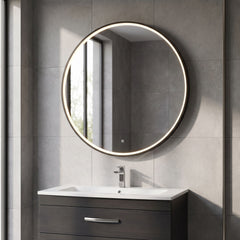 [BLQ751] Quixhill Contemporary Round Inset Framed LED Touch Sensor Mirror - Lifestyle 2