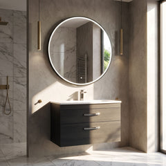 [BLQ751] Quixhill Contemporary Round Inset Framed LED Touch Sensor Mirror - Lifestyle 3