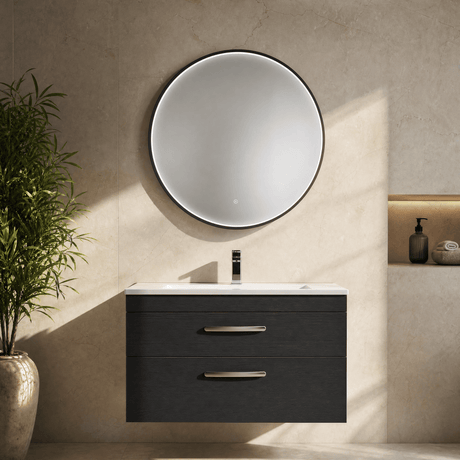 [BLQ751] Quixhill Contemporary Round Inset Framed LED Touch Sensor Mirror - Silo