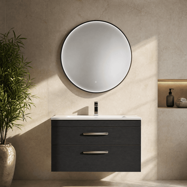 [BLQ751] Quixhill Contemporary Round Inset Framed LED Touch Sensor Mirror - Silo