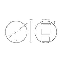 [BLQ752] Quixhill Contemporary Round Inset Framed LED Touch Sensor Mirror - Technical Drawing