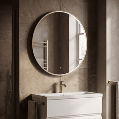 [BLQ752] Quixhill Contemporary Round Inset Framed LED Touch Sensor Mirror - Lifestyle 2