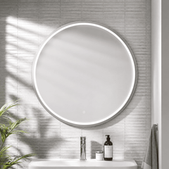 [BLQ753] Quixhill Contemporary Round Inset Framed LED Touch Sensor Mirror - Lifestyle 2