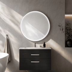 [BLQ753] Quixhill Contemporary Round Inset Framed LED Touch Sensor Mirror - Lifestyle 3