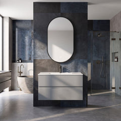 [BLQ761] Quixhill Contemporary Oval Inset Framed LED Touch Sensor Mirror - 800 x 500mm - Lifestyle 3