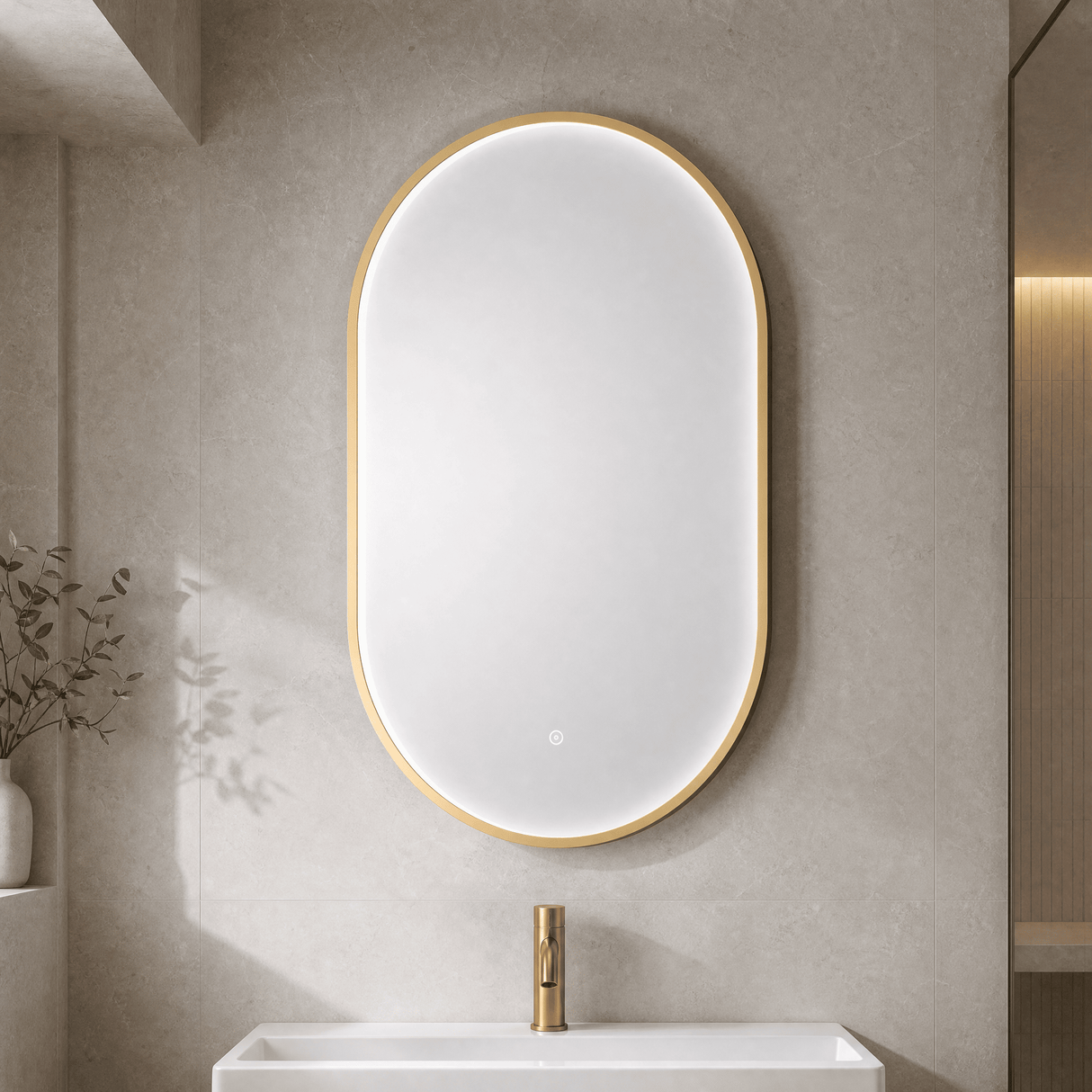 [BLQ762] Quixhill Contemporary Oval Inset Framed LED Touch Sensor Mirror - 800 x 500mm - Lifestyle 1