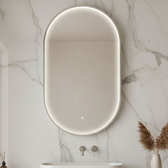[BLQ763] Quixhill Contemporary Oval Inset Framed LED Touch Sensor Mirror - 800 x 500mm - Silo