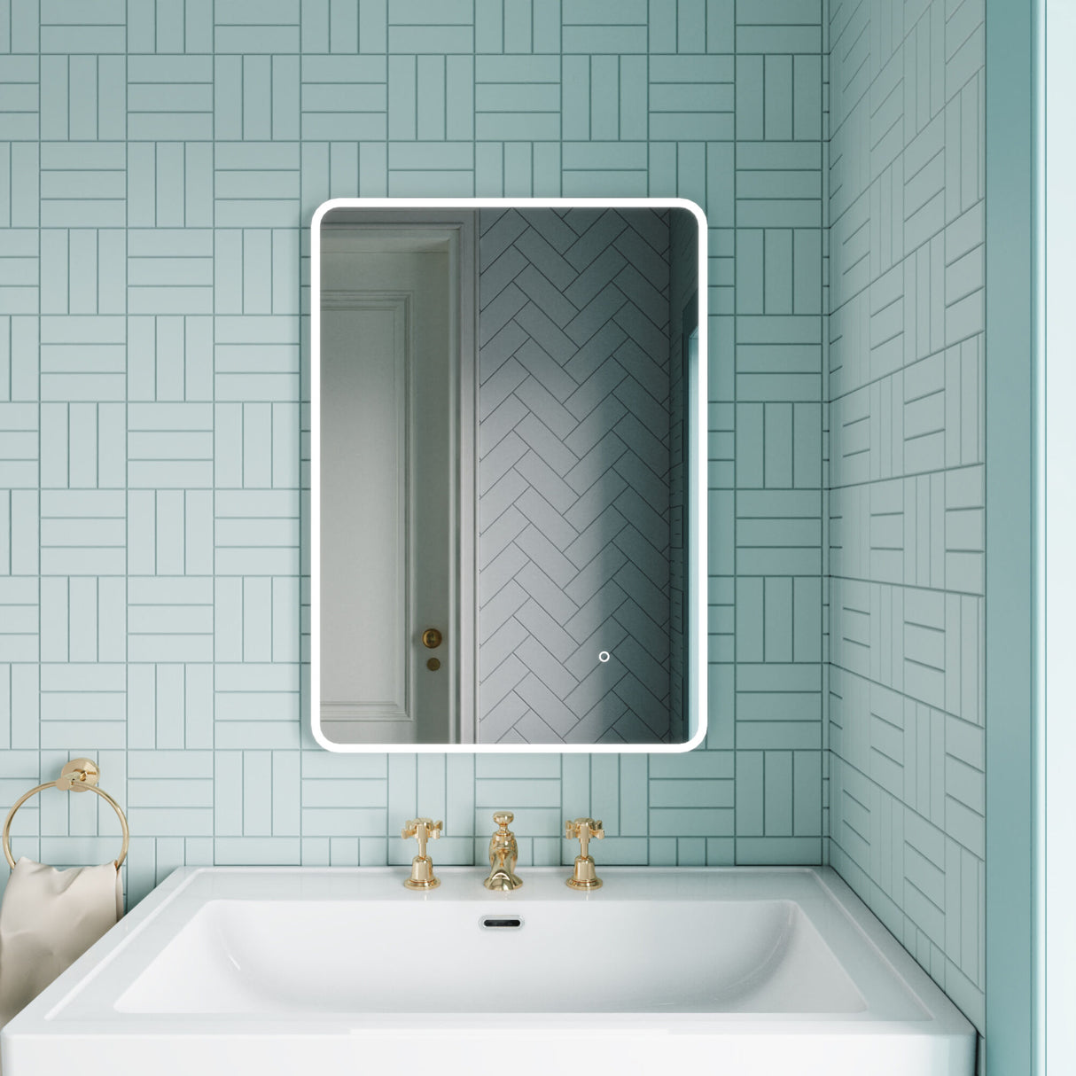 [BMAM603] Talke Soft Square LED Illuminated Touch Sensor Mirror with Demister, 700mm x 500mm - Lifestyle 1
