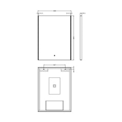 [BMAM604] Talke Rectangular LED Ambient Illuminated Touch Sensor Mirror with Demister, 800 x 600mm - Technical Drawing