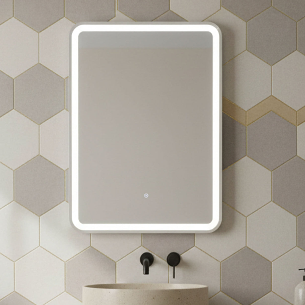 [BMFR703] Quixhill Rectangular LED Illuminated Touch Sensor Framed Mirror with Demister, 700mm x 500mm - Silo