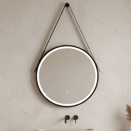 [BMFR711] Quixhill Round LED Illuminated Touch Sensor Framed Mirror with Demister & Strap - Choice of Colour and Size - Silo
