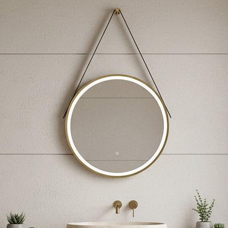 [BMFR712] Quixhill Round LED Illuminated Touch Sensor Framed Mirror with Demister & Strap - Choice of Colour and Size - Silo
