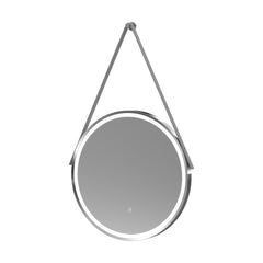 [BMFR713] Quixhill Round LED Illuminated Touch Sensor Framed Mirror with Demister & Strap - Choice of Colour and Size - Cutout