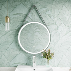 [BMFR713] Quixhill Round LED Illuminated Touch Sensor Framed Mirror with Demister & Strap - Choice of Colour and Size - Lifestyle 1