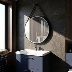 [BMFR721] Quixhill Round LED Illuminated Touch Sensor Framed Mirror with Demister & Strap - Choice of Colour and Size - Lifestyle 2