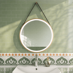 [BMFR722] Quixhill Round LED Illuminated Touch Sensor Framed Mirror with Demister & Strap - Choice of Colour and Size - Lifestyle 2