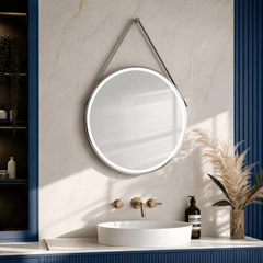 [BMFR723] Quixhill Round LED Illuminated Touch Sensor Framed Mirror with Demister & Strap - Choice of Colour and Size - Lifestyle 3