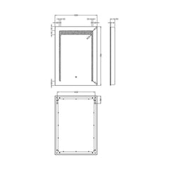 [BMLD501] Talke Rectangular LED Illuminated Touch Sensor Mirror with Demister, 700mm x 500mm - Technical Drawing