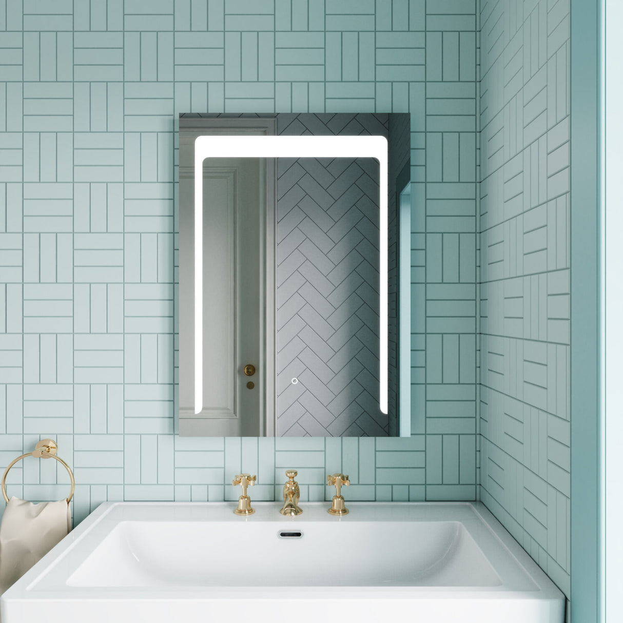 [BMLD501] Talke Rectangular LED Illuminated Touch Sensor Mirror with Demister, 700mm x 500mm - Lifestyle 1