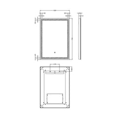 [BMLD502] Talke Rectangular LED Illuminated Touch Sensor Mirror with Demister, 700 x 500mm - Technical Drawing
