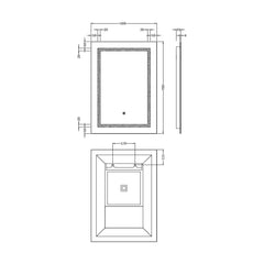 [BMLD505] Talke Rectangular LED Framed Illuminated Touch Sensor Mirror with Demister, 700mm x 500mm - Technical Drawing