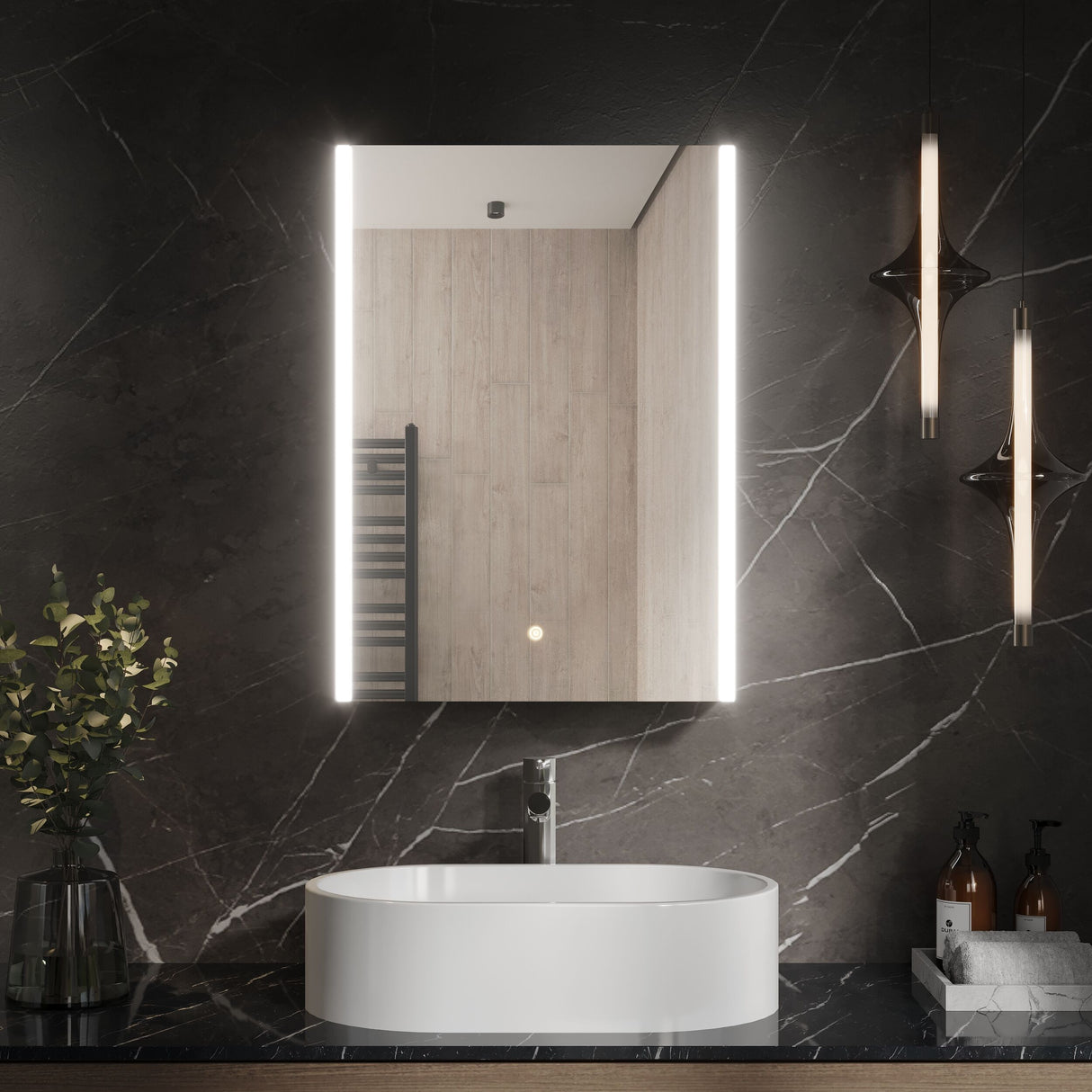 [BMMC093] Talke 1 Door Touch Sensor Mirror Cabinet with Demister & Shaver Socket, 700 x 500mm - Lifestyle 1