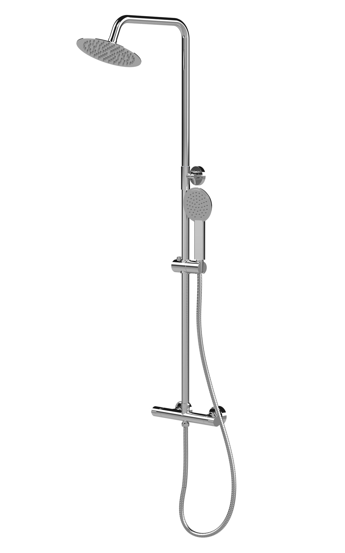 [BRV395E] Balterley Contemporary Round Thermostatic Shower Kit with Fixed Head and Adjustable Handset - Chrome - Cutout