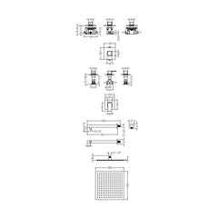 [BSB125ST1] 1 Outlet Luxury Shower Bundle - Stop Tap, Temperature Control, Arm & Head - Chrome - Technical Drawing
