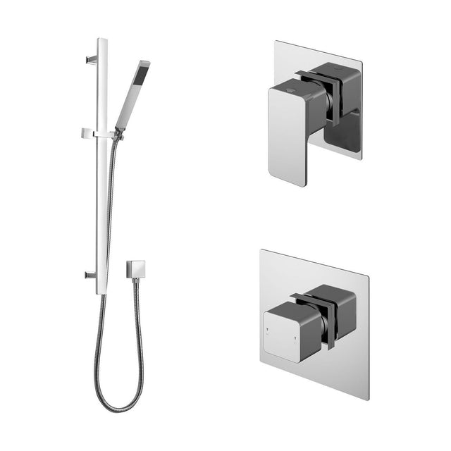 [BSB127ST1] 1 Outlet Luxury Shower Bundle - Stop Tap, Temperature Control & Slide Rail Kit - Chrome - Cutout