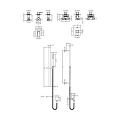 [BSB127ST1] 1 Outlet Luxury Shower Bundle - Stop Tap, Temperature Control & Slide Rail Kit - Chrome - Technical Drawing