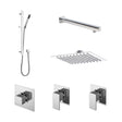 [BSB129ST2] 2 Outlet Concealed Valves Shower Bundle with Slide Rail Kit, Wall Mount Arm & Head - Chrome - Cutout