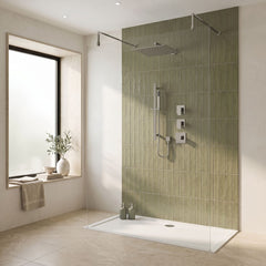 [BSB129ST2] 2 Outlet Concealed Valves Shower Bundle with Slide Rail Kit, Wall Mount Arm & Head - Chrome - Lifestyle 1