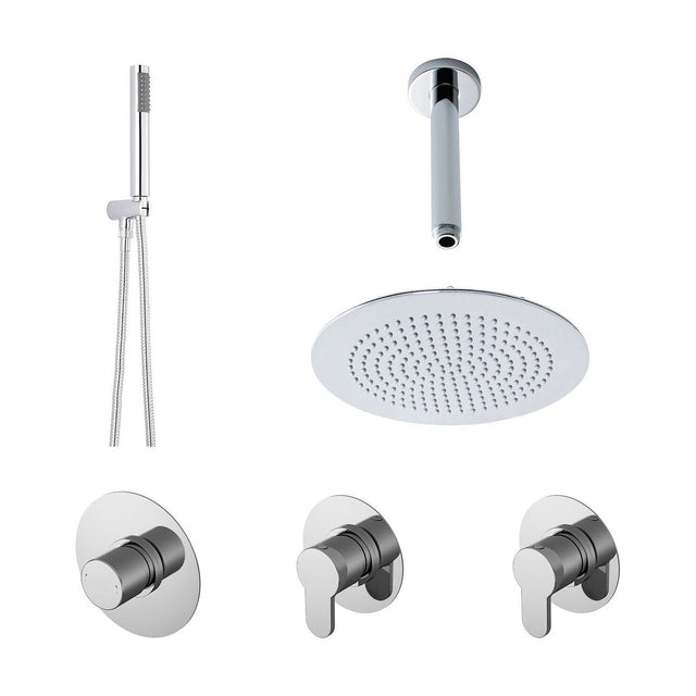 [BSB131ST2] 2 Outlet Concealed Valves Shower Bundle with Handset, Ceiling Mount Arm & Head - Chrome - Cutout