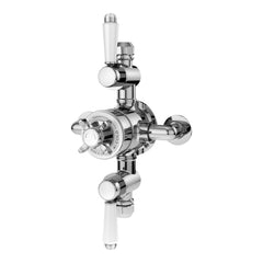 [BSBATR02E] Traditional Exposed Triple Thermostatic Shower Valve with 2 Outlets Durable Brass Construction, Polished Chrome Finish - Balterley - Cutout