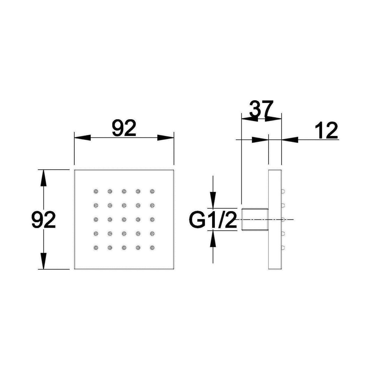 [BSBJ002] Square Tile Body Jet - Technical Drawing