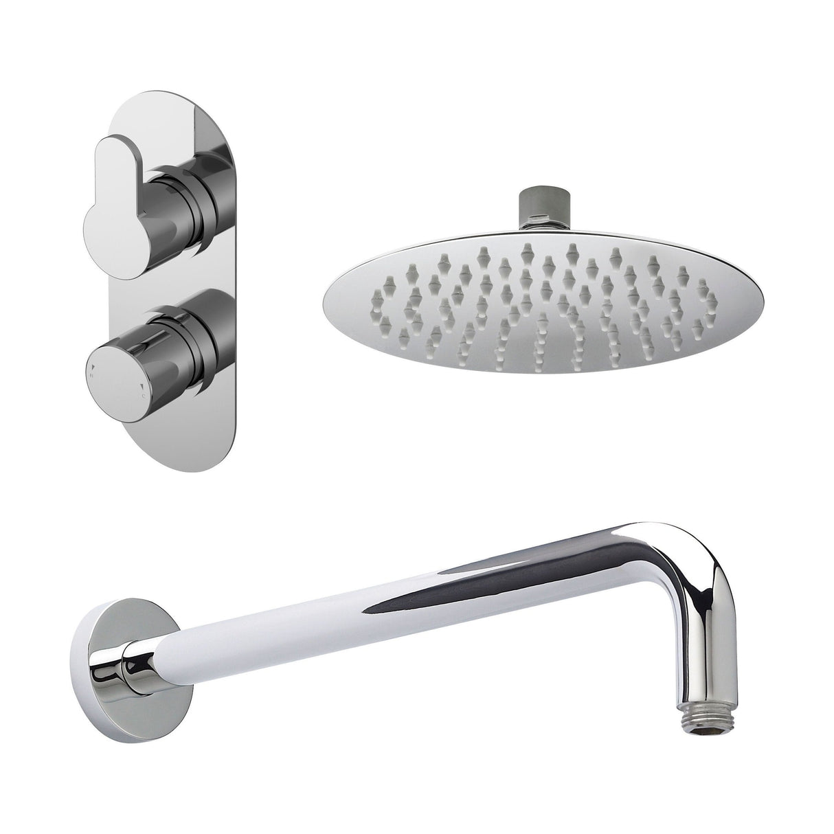 [BSBR01TW1] Balterley Pride Modern Round 1 Outlet Shower Valve, Head and Wall Arm Bundle - Chrome - Cutout
