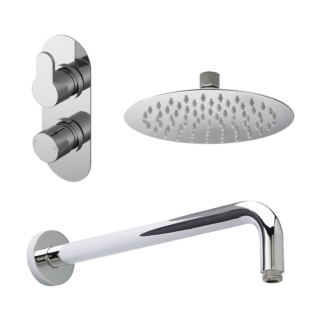 [BSBR01TW1] Balterley Pride Modern Round 1 Outlet Shower Valve, Head and Wall Arm Bundle - Chrome - Cutout