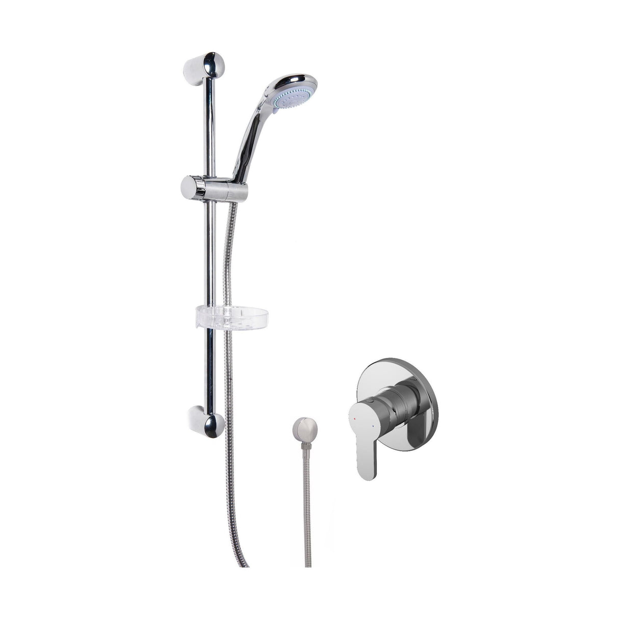 [BSBR04MV1] Pride Shower Bundle Concealed Round Manual Valve & Multi Function Handset Slide Rail Kit - Chrome Balterley - Cutout