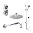 [BSBR06TW2] Balterley Pride Modern Round 2 Outlet Shower Valve, Head, Wall Arm and Slide Rail Handset Bundle - Chrome - Cutout