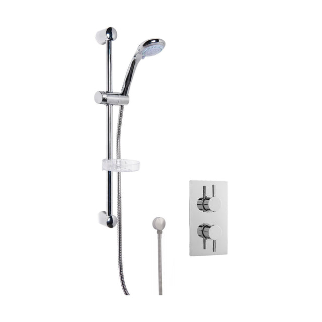 [BSBR08TW1] Shower Bundle Concealed Round Twin Valve & Slide Rail Shower Kit - Chrome - Balterley - Cutout