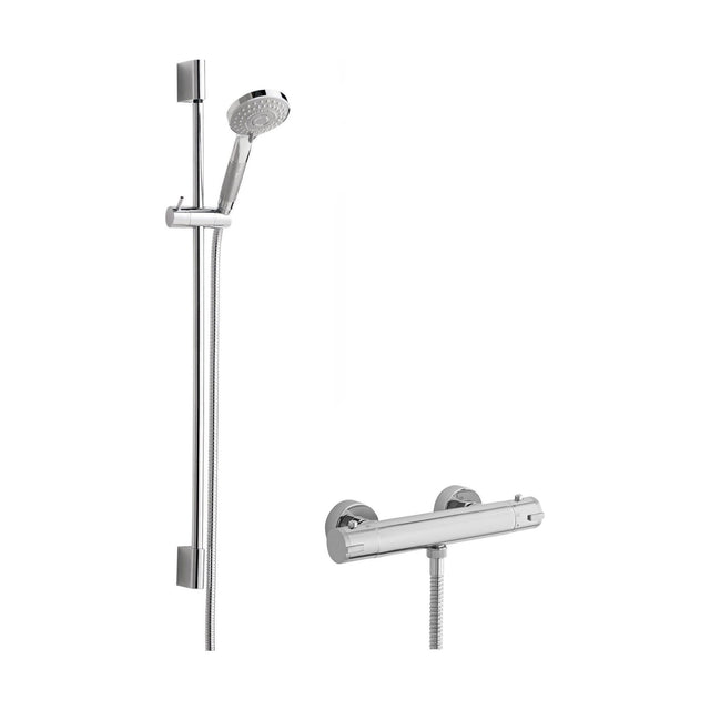[BSBR103BV1] Minimalist Round Bar Valve & Slimline Slide Rail Shower Set - Chrome - Balterley - Cutout