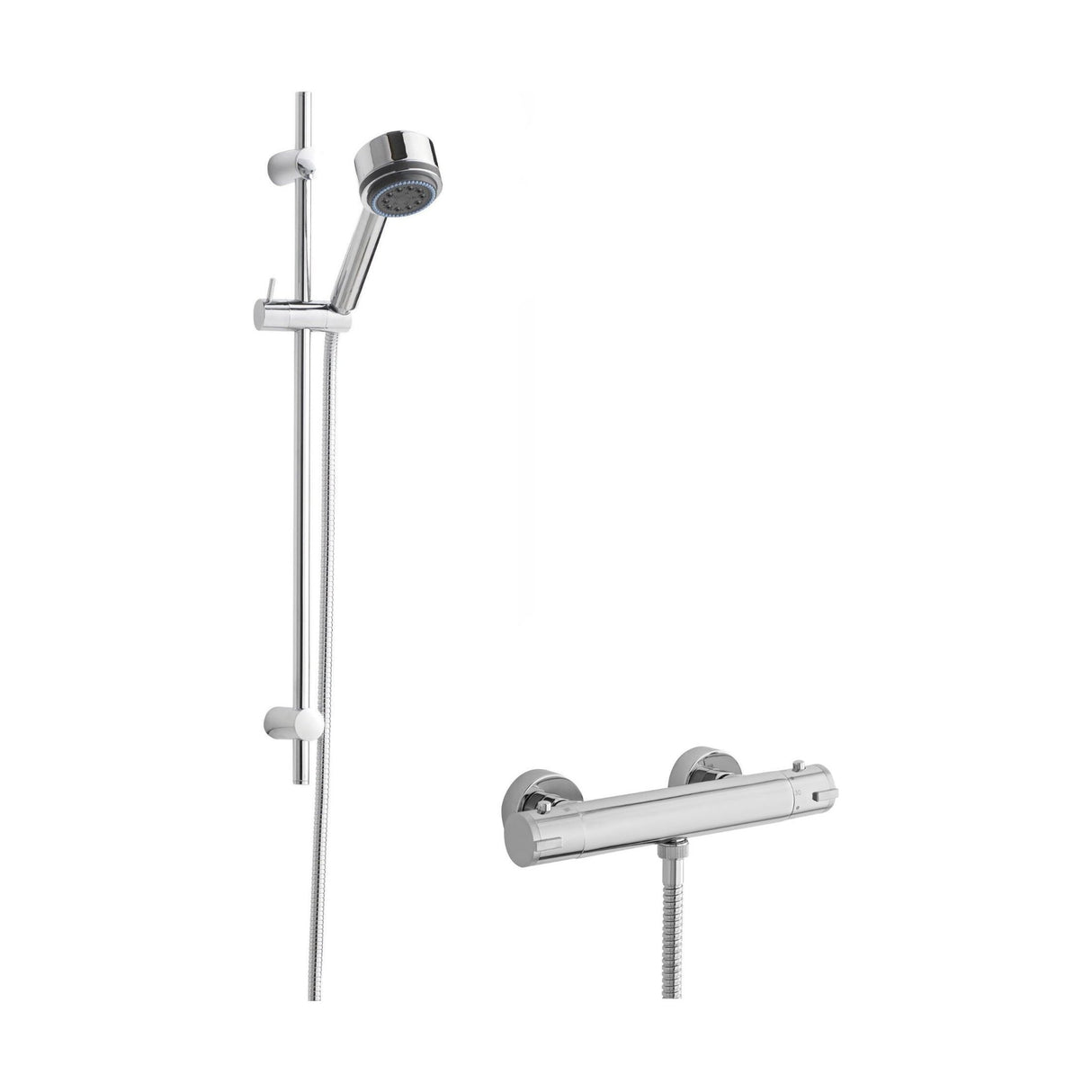 [BSBR104BV1] Minimalist Round Bar Valve & Linear Slide Rail Kit Shower Set - Chrome - Balterley - Cutout
