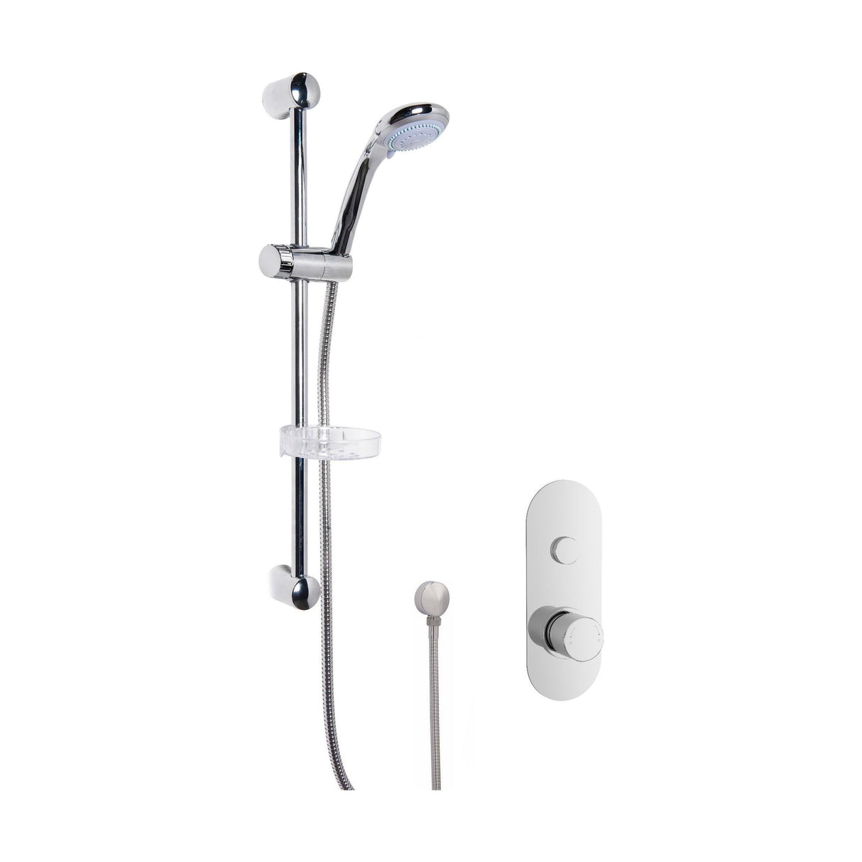 [BSBR10TW1] Shower Bundle Concealed Round Push 1 Button Valve & Multi Function Handset Slide Rail Kit - Chrome Balterley - Cutout