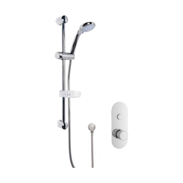 [BSBR10TW1] Shower Bundle Concealed Round Push 1 Button Valve & Multi Function Handset Slide Rail Kit - Chrome Balterley - Cutout