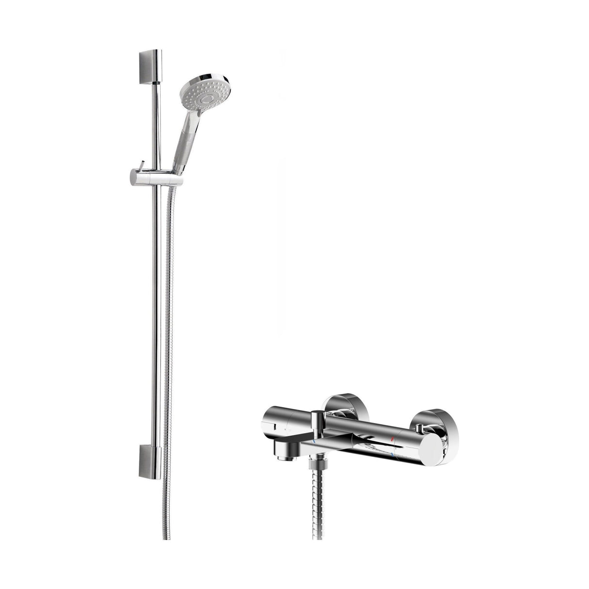 [BSBR115BV2] Pride Wall Mount Thermostatic Bath Shower Mixer Tap with Slimline Slide Rail Kit - Chrome - Balterley - Cutout