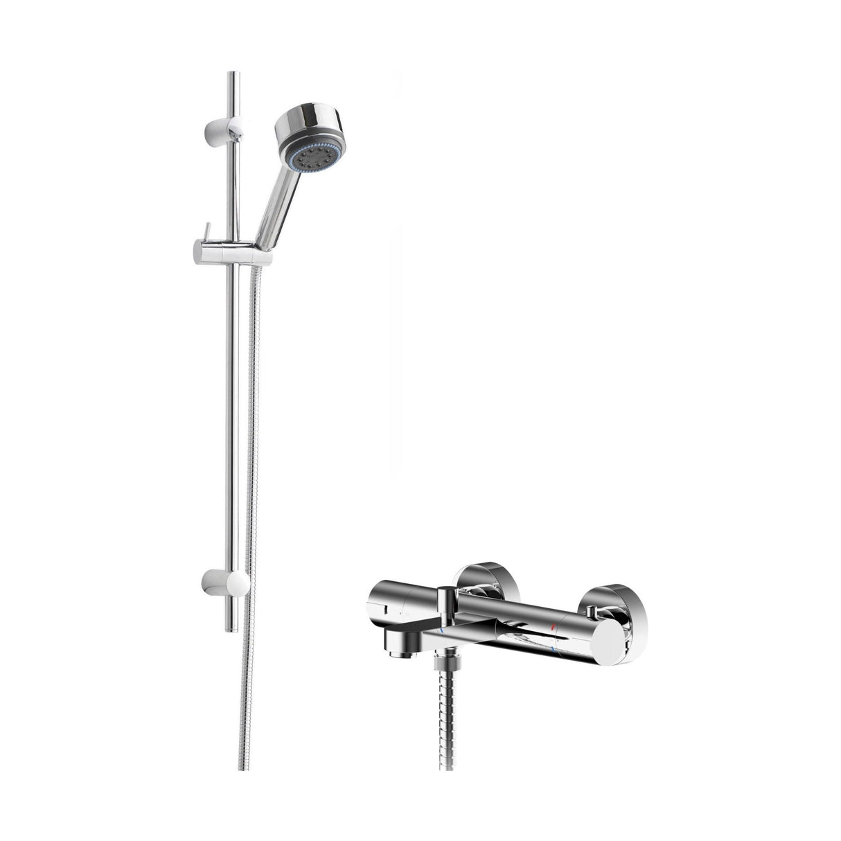 [BSBR116BV2] Pride Wall Mount Thermostatic Bath Shower Mixer Tap with Linear Slide Rail Kit - Chrome - Balterley - Cutout