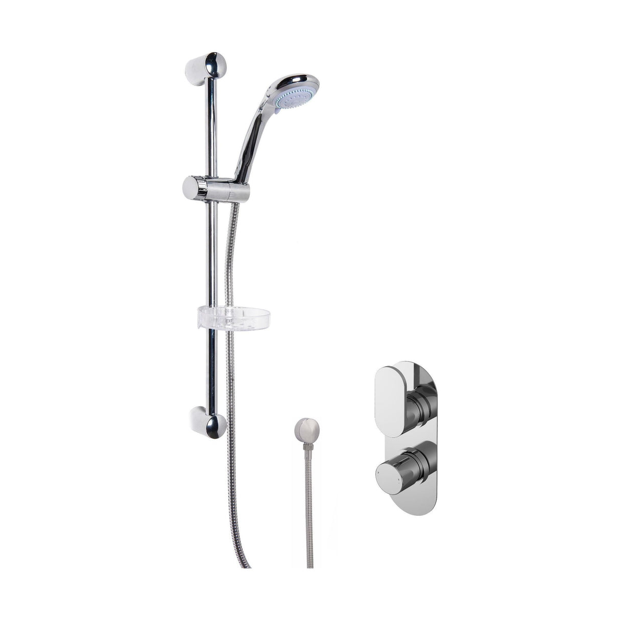 [BSBR12TW1] Current Shower Bundle Concealed Round Twin Valve & Multi Function Handset Slide Rail Kit - Chrome Balterley - Cutout