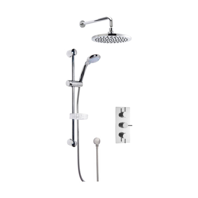 [BSBR19TR2] Concealed Round Triple Valve with Multi Function Slide Rail Kit, Arm & Head Shower Bundle - Chrome - Balterley - Cutout